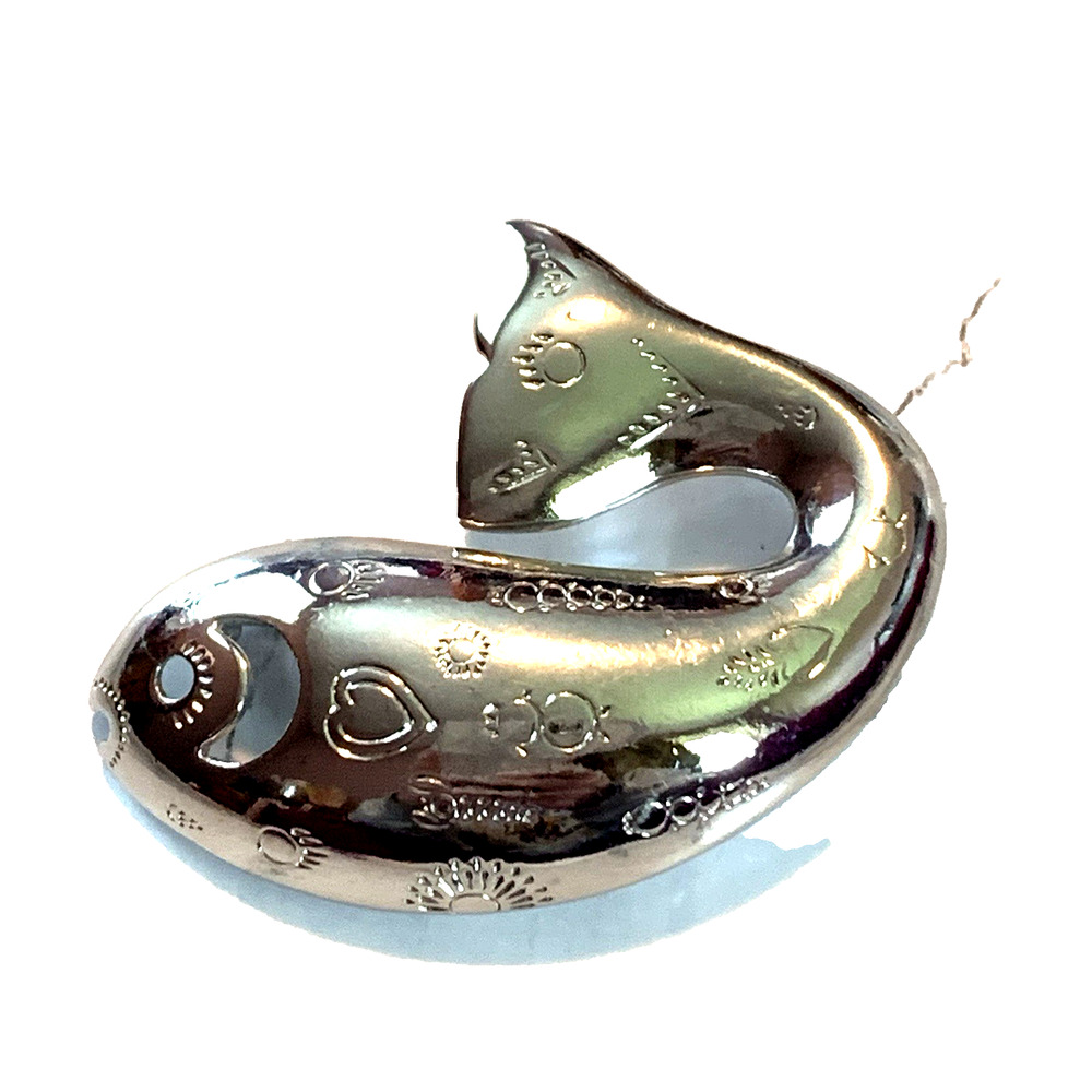 Vintage Trifari Koi Fish Brooch Silver Tone Moon Star Heart Celestial Pin